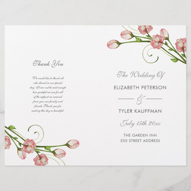 Roses de jardin - programme de mariage (Devant)