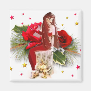 Roses de Noël, aimant