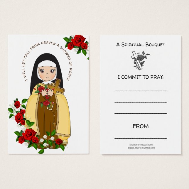 Roses de prière spirituelle de Saint-Thérèse Jésus (Devant & derrière)
