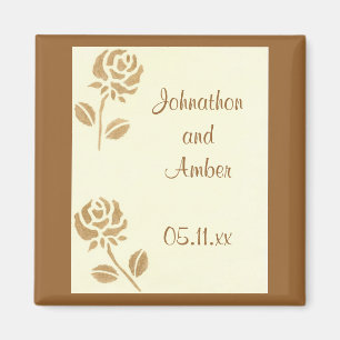 Roses d'or Enregistrer la date Aimants de mariage