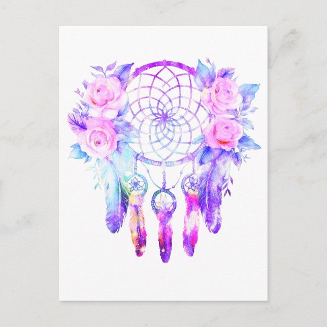 Roses Dreamcatcher Rosenblume Ankündigungspostkarte (Vorderseite)