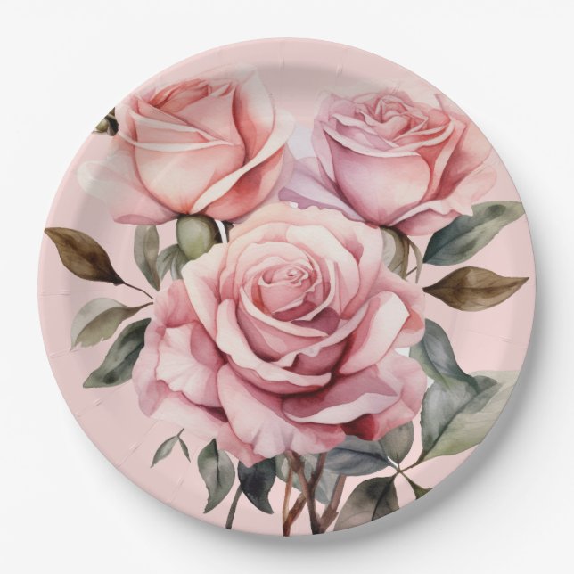 Roses Elegante Hochzeit Pappteller (Vorderseite)