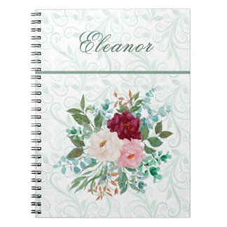 Roses Élégantes & Carnet Personnalisé à la Menthe