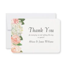 Roses élégants épousant le carte de remerciements