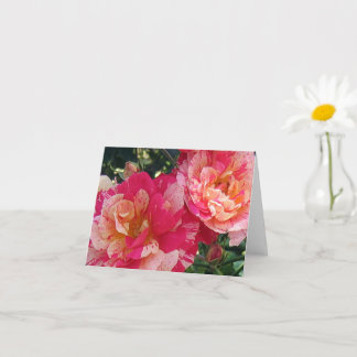 Roses en blanc rose rayé noir Carte de photo d'art