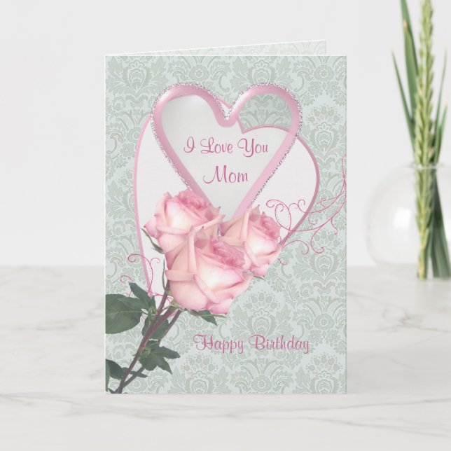 Roses et coeurs - Carte d'anniversaire pour maman (Devant)