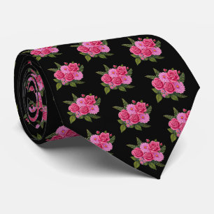 Roses et Dahlias Cravate Noire