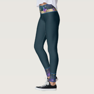 Roses et papillons Leggings bleus