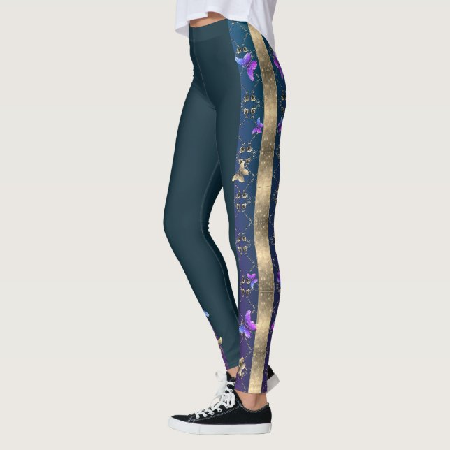 Roses et papillons Leggings bleus (Gauche)