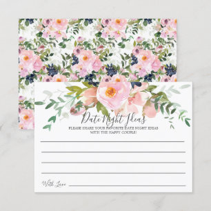 Roses et pivoines bleus Date Carte d'idées de nuit