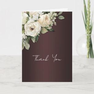 Roses et Romance Marsala Mariage Carte de remercie