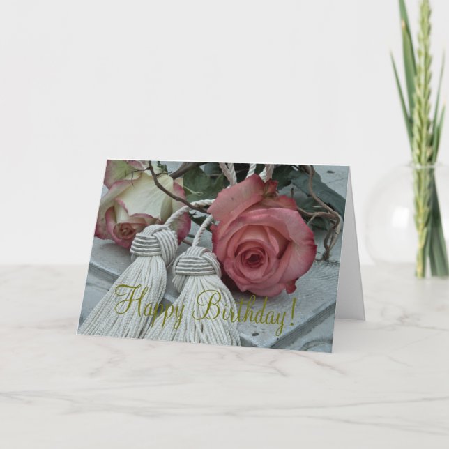 Roses Et Tassels Heureux Carte Anniversaire (Devant)