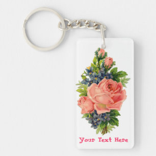Roses et violets Porte - clés personnalisés