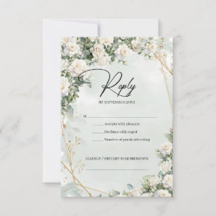 Roses eucalyptus grün und gold RSVP karte