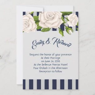 Roses faire-part de mariage blanches sur les bande