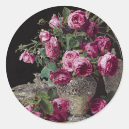 Roses - Ferdinand Georg Walmuller Runder Aufkleber