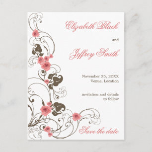 Roses Fleur Elegante Save the Date Postkarte