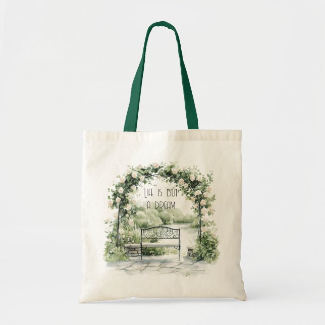 Roses Floral Arch Romantic Bench Garden Dream Tragetasche (Vorne)