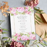 Roses Floral Bridesmaids Luncheon Einladung<br><div class="desc">Mit hübsch rosa Rosenblüten kann diese schicke Brautmeisterin zum Mittagessen personalisiert werden. Entwickelt von Thisisnotme©</div>