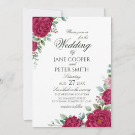 Roses floral Budget Wedding Invitation Einladung