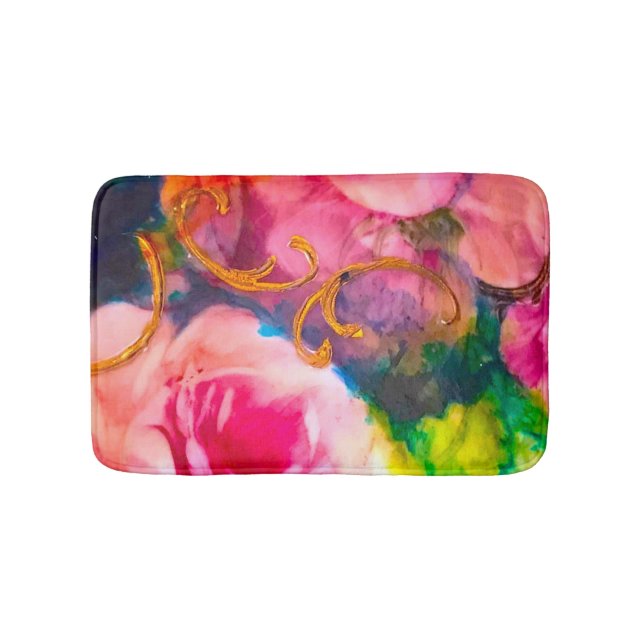 Roses Floral Gold Badematte (Vorderseite)