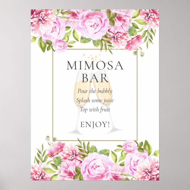 Roses Floral Mimosa Bar Sign Poster (Vorne)