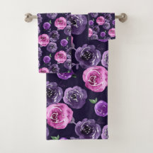 Roses Florales Aquarelle Rose Et Violet Romantique