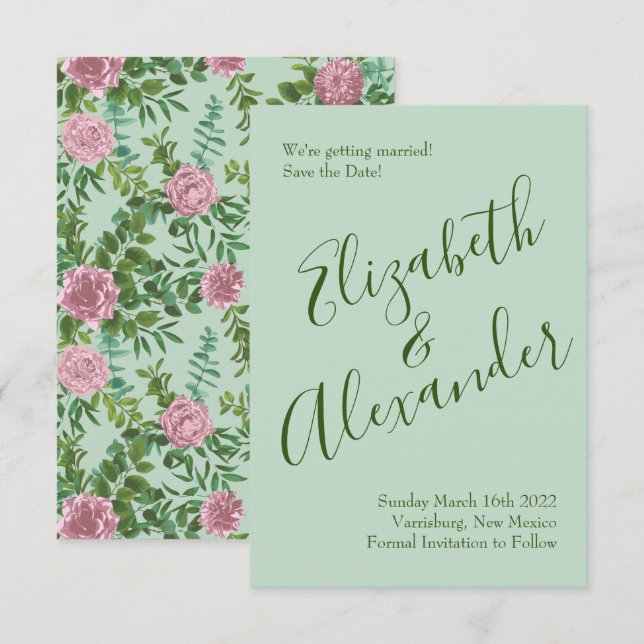 Roses Garden Spring Wedding Einladung (Vorne/Hinten)