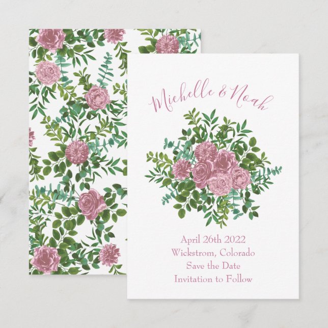 Roses Garden Spring Wedding Einladung (Vorne/Hinten)