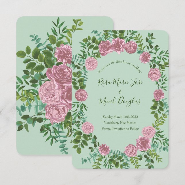 Roses Garden Spring Wedding Einladung (Vorne/Hinten)