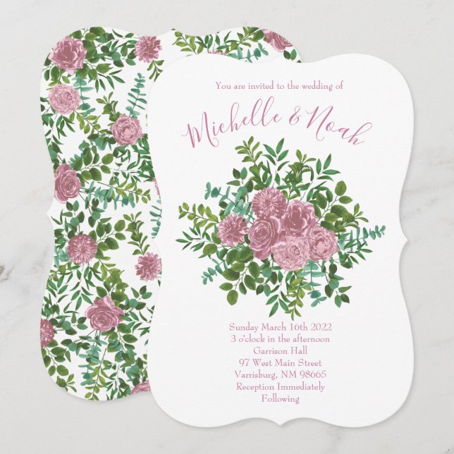 Roses Garden Spring Wedding Einladung (Vorne/Hinten)