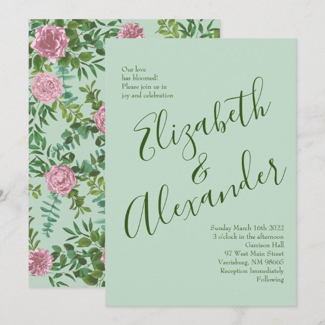 Roses Garden Spring Wedding Einladung (Vorne/Hinten)