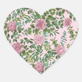 Roses Garden Spring Wedding Herz-Aufkleber
