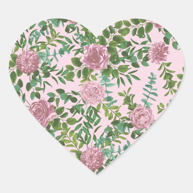 Roses Garden Spring Wedding Herz-Aufkleber (Vorderseite)