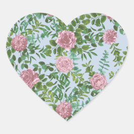 Roses Garden Spring Wedding Herz-Aufkleber