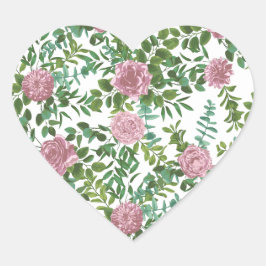 Roses Garden Spring Wedding Herz-Aufkleber