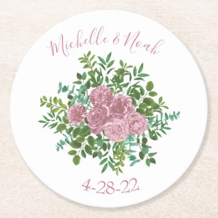 Roses Garden Spring Wedding Runder Pappuntersetzer