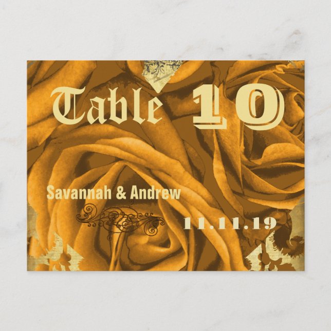 Roses Gold Heart et papillons Carte Numéro de tabl (Devant)