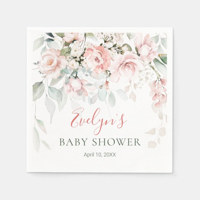 Roses Grünpflanzen Babydusche Serviette (Vorderseite)