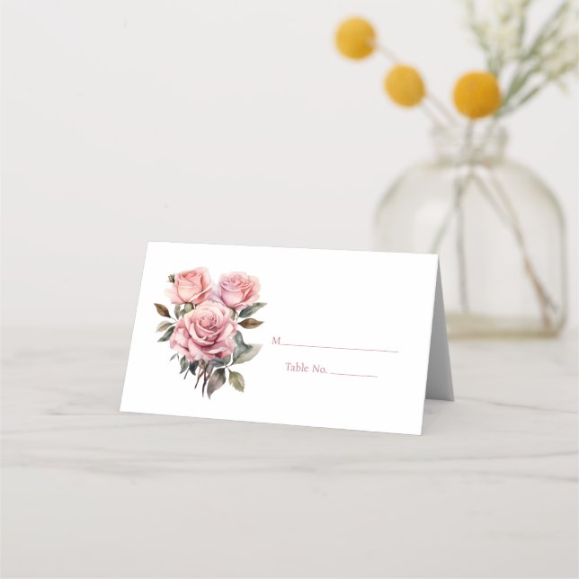 Roses Guest Tischnummer Platzkarte (Vorderseite)
