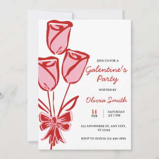 Roses hand drawn galentines girls night party einladung