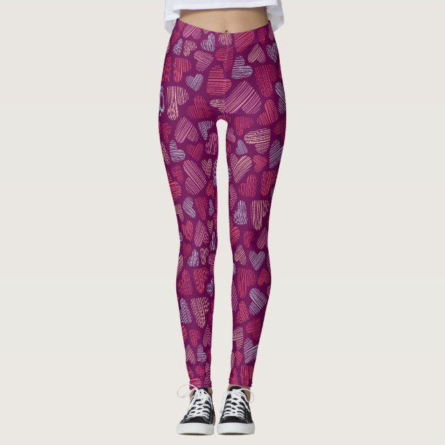 Roses, Hearts, and Hands Pattern Leggings (Vorderseite)