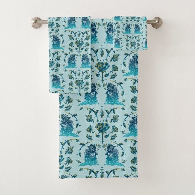 Roses In a Rough Patch Aqua Badhandtuch Set (Insitu)