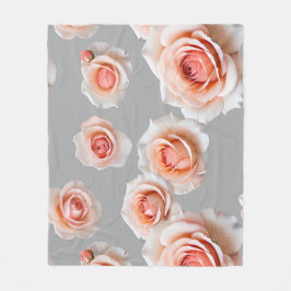 Roses In Shades Of Peach And Coral Scattered Fleecedecke