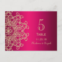 ROSES INDIEN ET CARTE INDIENNE DE NOMBRE DE TABLE