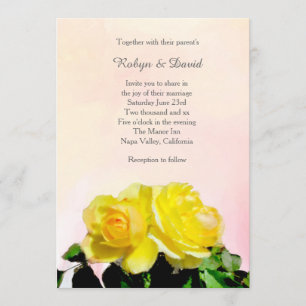 Roses jaunes Faire-part de mariage