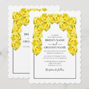 Roses Jaunes Rustiques Invitations de mariage