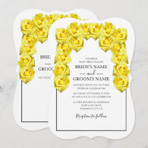 Roses Jaunes Rustiques Invitations de mariage