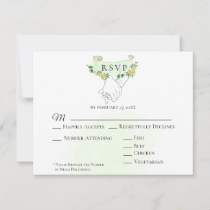 *~* Roses Jaunes tenant Mains Mariage RSVP