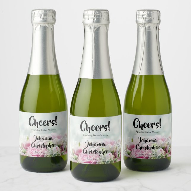 Roses Mini Wedding Sparkling Wine Labels (Flaschen)